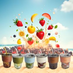 GIANT GOODS 13oz Multicolor Glass Tumbler, Glass Straw, Leather Sleeve 6pk