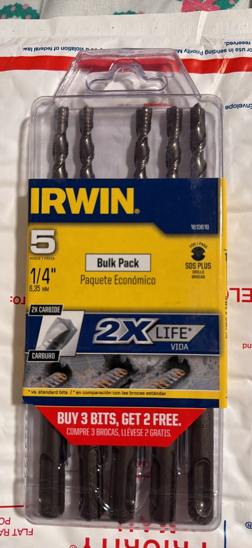 Irwin 5 Piece, 1/2" Carbide Tip Rotary and Hammer Drill Bit
