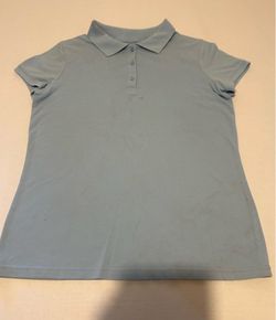 Cat & Jack Girls' School Short-Sleeve Polo Shirt, Light Blue, Size XL (14 Plus)