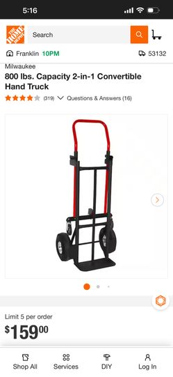 Milwaukee 800 lbs. Capacity 2-in-1 Convertible Hand Truck