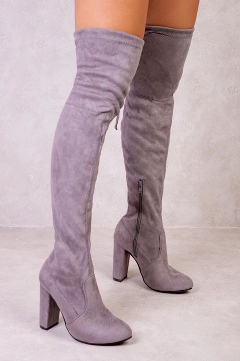 light Grey Lavender thigh high Boots 