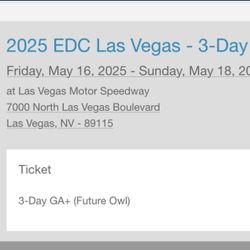 EDC Ticket For Sale GA+
