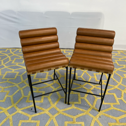 ( Delivery Available ) Denver Modern Brown Leather Bar Stools