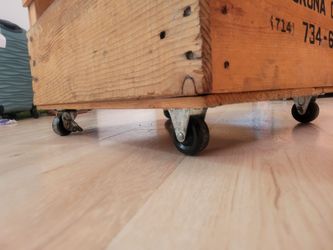Vintage Rolling Wood Crate / Storage Chest