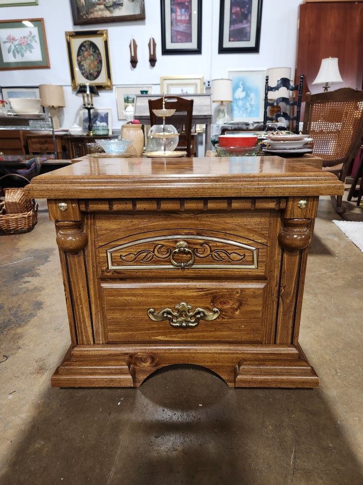 Vintage Wooden Nightstand 