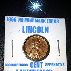 1966 RARE LINCOLN CENT NO MINT MARK ERROR AND MULTIPLE ERRORS ! SEE PHOTO'S !