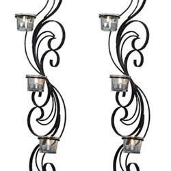 Adeco HD0049 Candle Tea Light Pillar Holder, Black