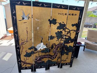 four-panel Chinese folding floor screen