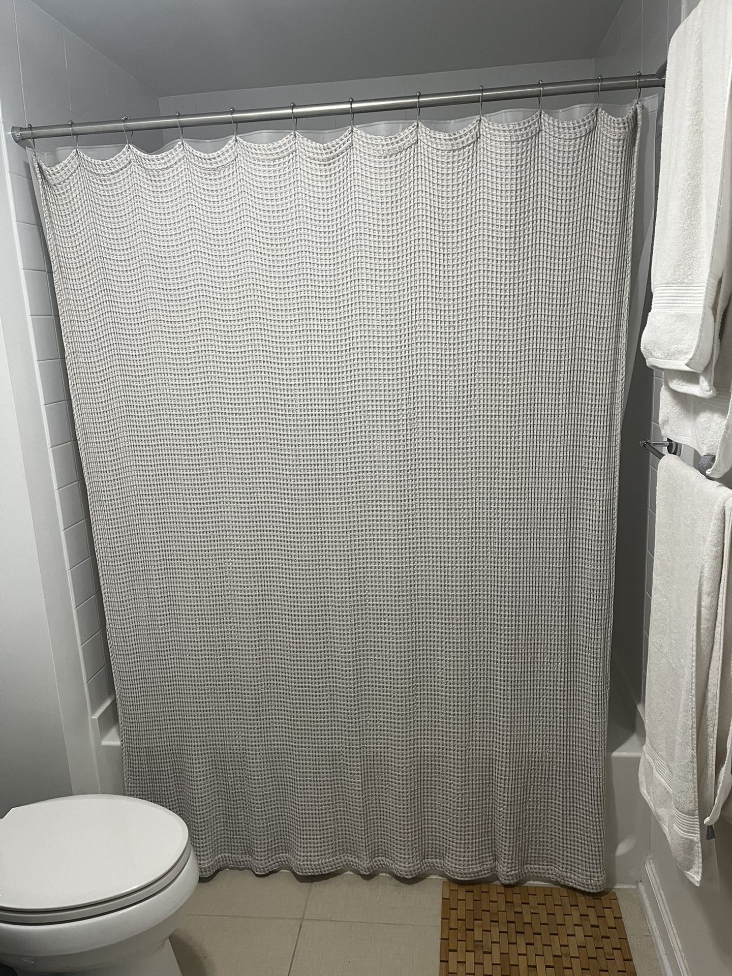 Modern Waffle-Weave Shower Curtain