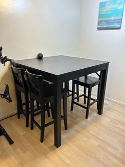 IKEA Dark Brown Bar-Height Dining Table + 4 Chairs