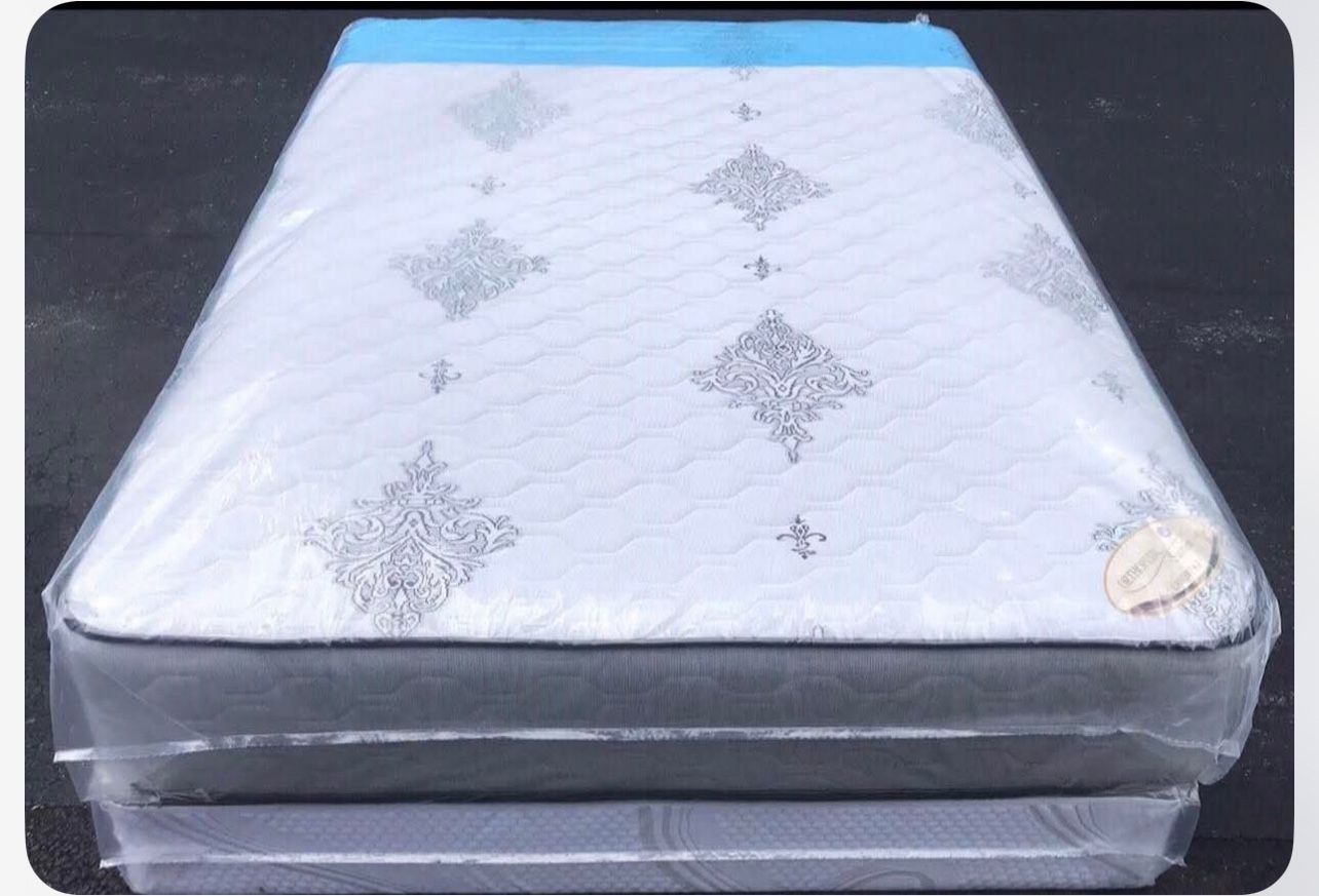 Set Queen Size Mattress Double Sided 10”Brand New In Plastic Delivery Available 