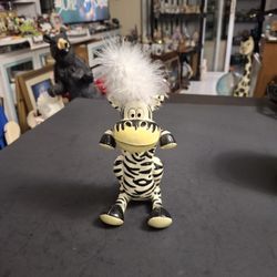 Unique Whimsical Zebra Photo Holder, Holds 3x5 Photo, In Ceramic W/Fluffy Hair