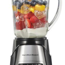 Hamilton Beach Power Elite Wave Action Blender For Smoothies, 40 Oz Glass Jar, 12 Functions Including Puree, Crush Ice, 700 Watts - Black (58148A)