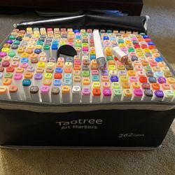 Taotree Alcohol Markers Set 262 Colors with Case & Holders, Dual Tips Art Coloring Markers Pens, Chisel & Fine Sketch Pens Art Supplies for Artist Adu