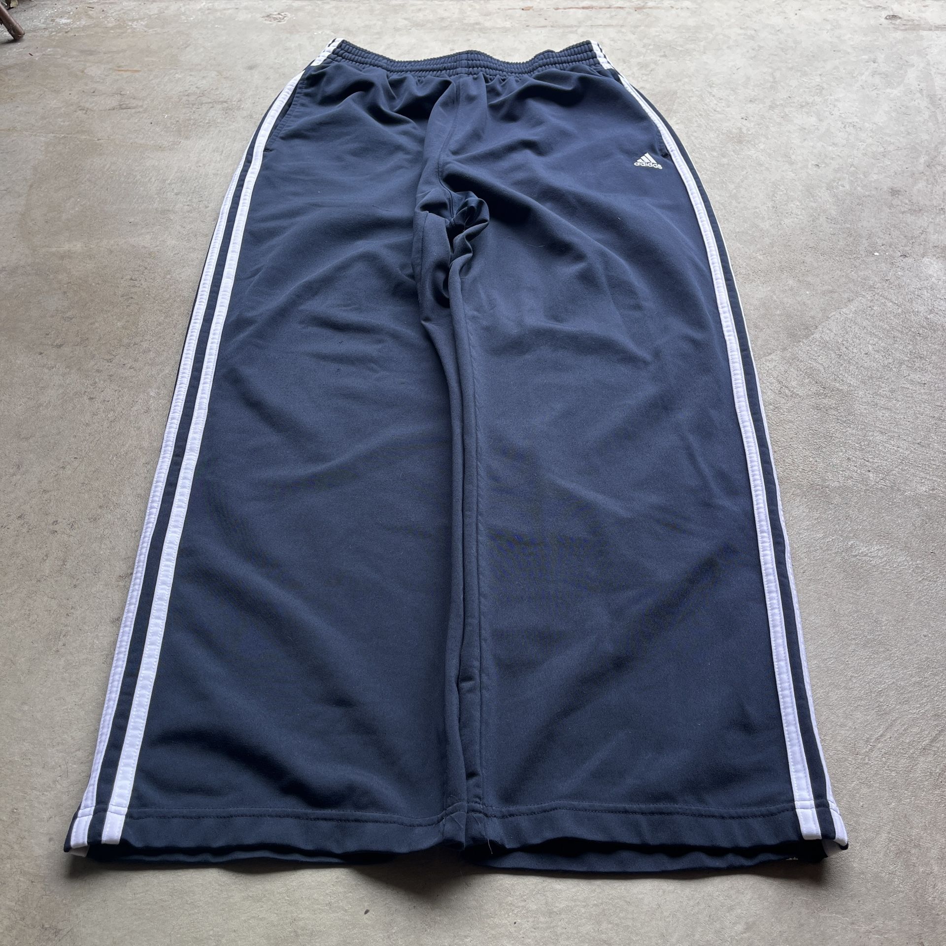 Vintage Y2K Adidas Navy White Baggy Wide-Leg Sweatpants