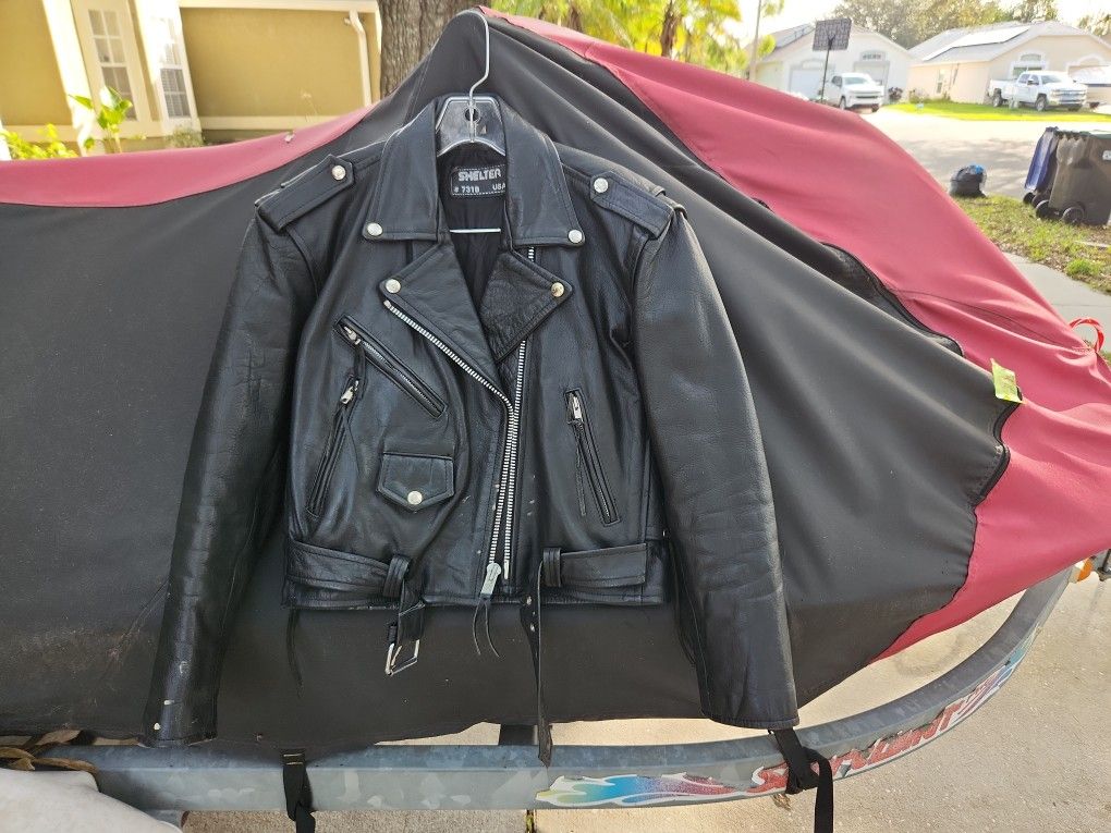 Biker Jacket. Black Leather