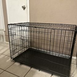 DOG  CRATE DOUBLE DOOR BLACK WIRE IN GREAT CONDITION (L36” x H25” x W22”)