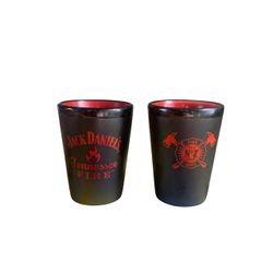 Jack Daniel's Tennessee Fire Black & Red Fire Department Themed Shot Glass Set
