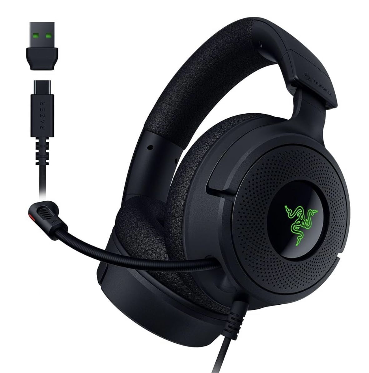 Razer Kraken V4 X Wired Gaming Headset: 40 mm Drivers - Cardioid Mic - Memory Foam Cushions - Chroma RGB Lighting - Type C & Type A Cable - for PC, Ma