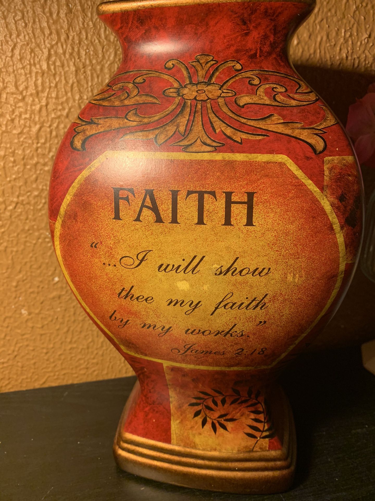 Vase for flowers w/ a bible Verse