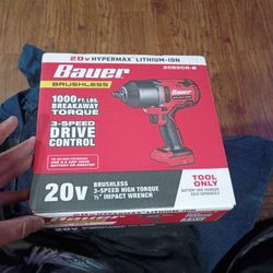 Brand New Bauer 20 Volt Brushless 3-speed High Torque 1/2 Inch Impact Wrench