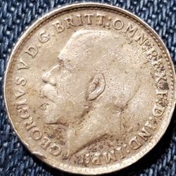 1918 Great Britian Three Pence Silver Coin!
