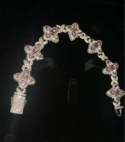 18k gold plated pink clover bracelet