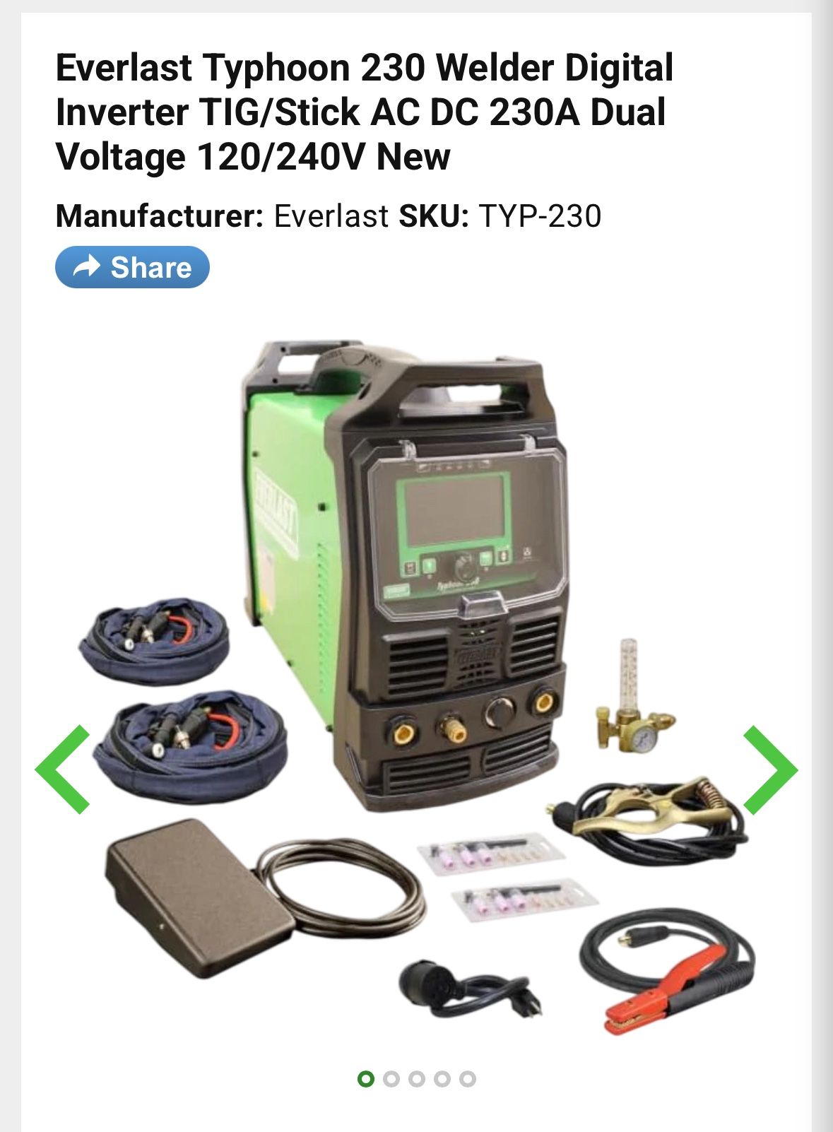 Everlast Typhoon 230 AC/DC Stick, Tig Welder