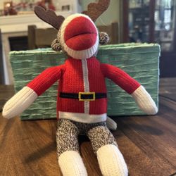 Galerie Christmas Reindeer Sock Monkey Plush