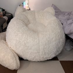Giant Bean Bag Chair for Adults with Filler Fluffy Plush Cat Shaped 