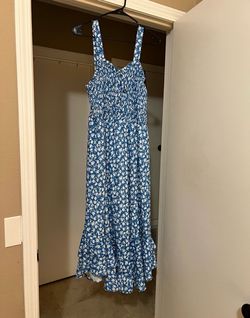 Blue dress with white flowers size large