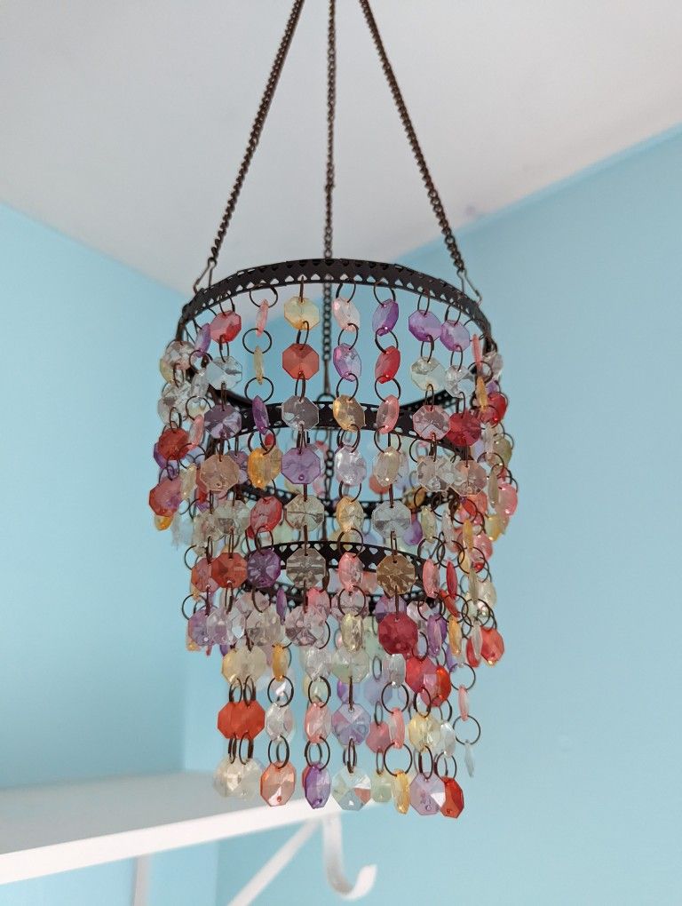 Metal And Colorful Beaded Chandelier