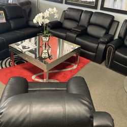 3pc Black Reclining Couch Set😎🩶