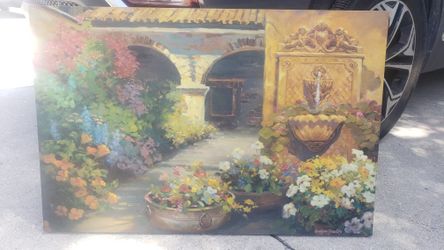 Vintage Italian House And Garden Painting By Carolyne Hawley