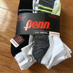 NWT Penn men’s cushion quarter socks 10 pairs 