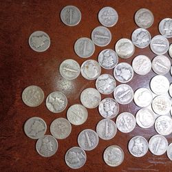 Lot Of 46 Pre 1965 Constitutional Silver Dimes Roosevelt Mercury