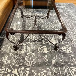 Wrought iron Glass Coffee And Matching End Table 