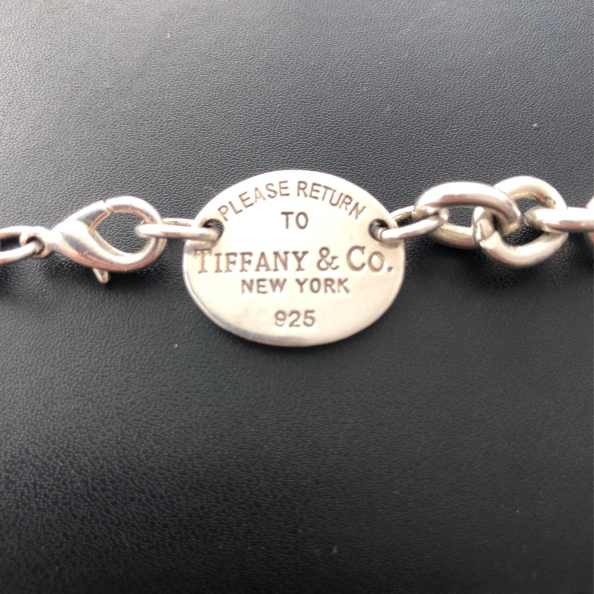 Return To Tiffany & Co Oval Tag Necklace Choker Sterling Silver