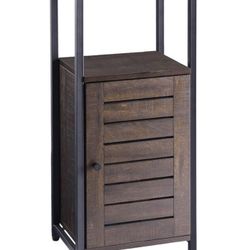Narrow Bathroom Storage Cabinet Rustic Industrial with Shutter Door/Shelf, Retro Espresso