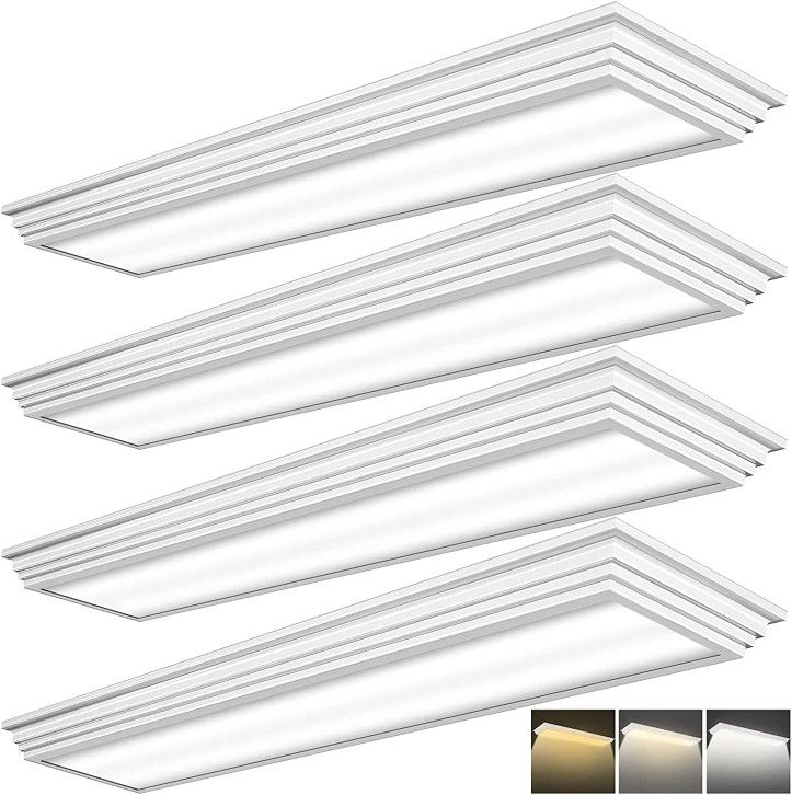 FAITHSAIL Dimmable 4FT LED Wraparound Light, 3 Color Temperature 3000K/4000K/5000K CCT 50W 5500LM 4 Foot Kitchen LED Light Fixture, Flush Mount 48 Inc