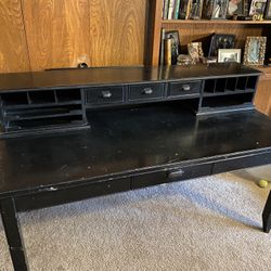 Rustic Black Desk With Upper Unit