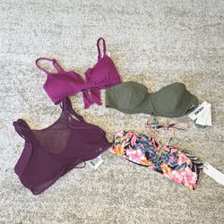 NWT Bikini Swimsuit Top Lot Of 4 Size L BECCA Red Carter DKNY Bar III