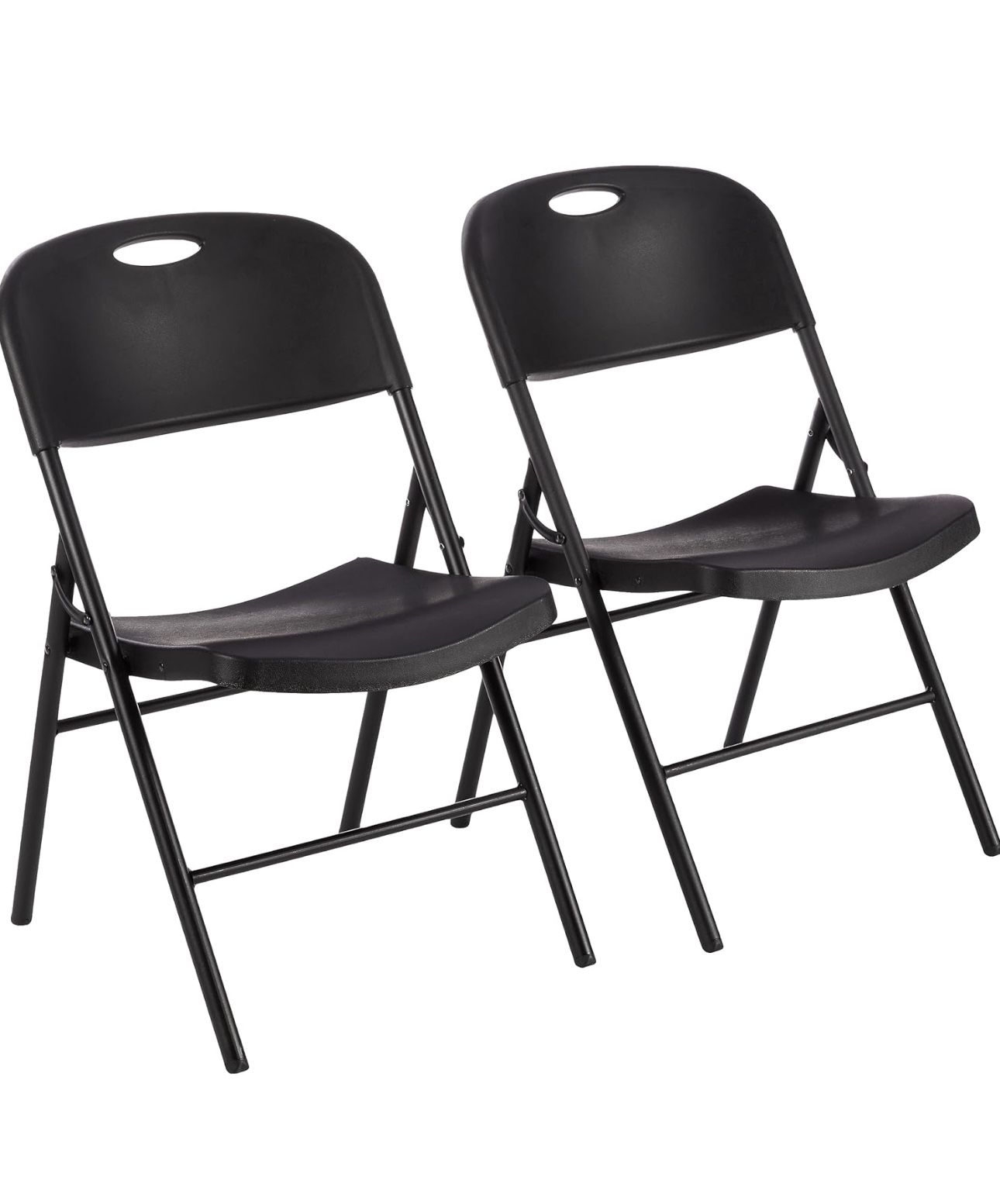 Set of 4 Amazon Basics Folding Plastic Chair, 350-Pound Capacity, Black, 4-Pack