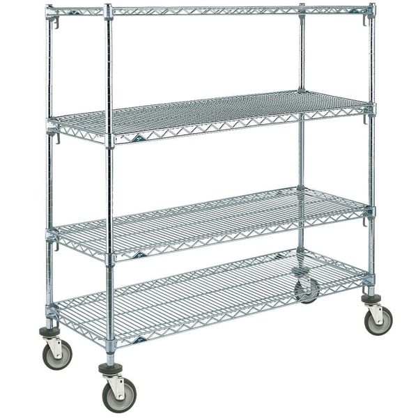 4 METAL SHELVES WITH 4 CASTERS HEAVY DUTY DISPLAY OR SHELVES ANYWHERE