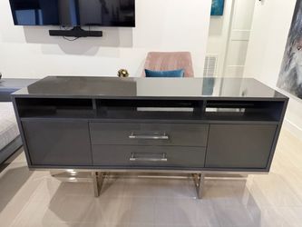Modern High-Gloss Grey Console