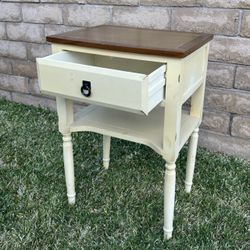 Beige Brown One Drawer Side Table Nightstand 