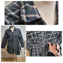 Green Plaid Shirt-Womens M/L