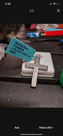 Sterling silver moissanite cross pendant