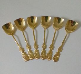6 Gold tone  SS tea/coffee spoons /Japan