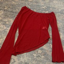 Red sheer off the shoulder top